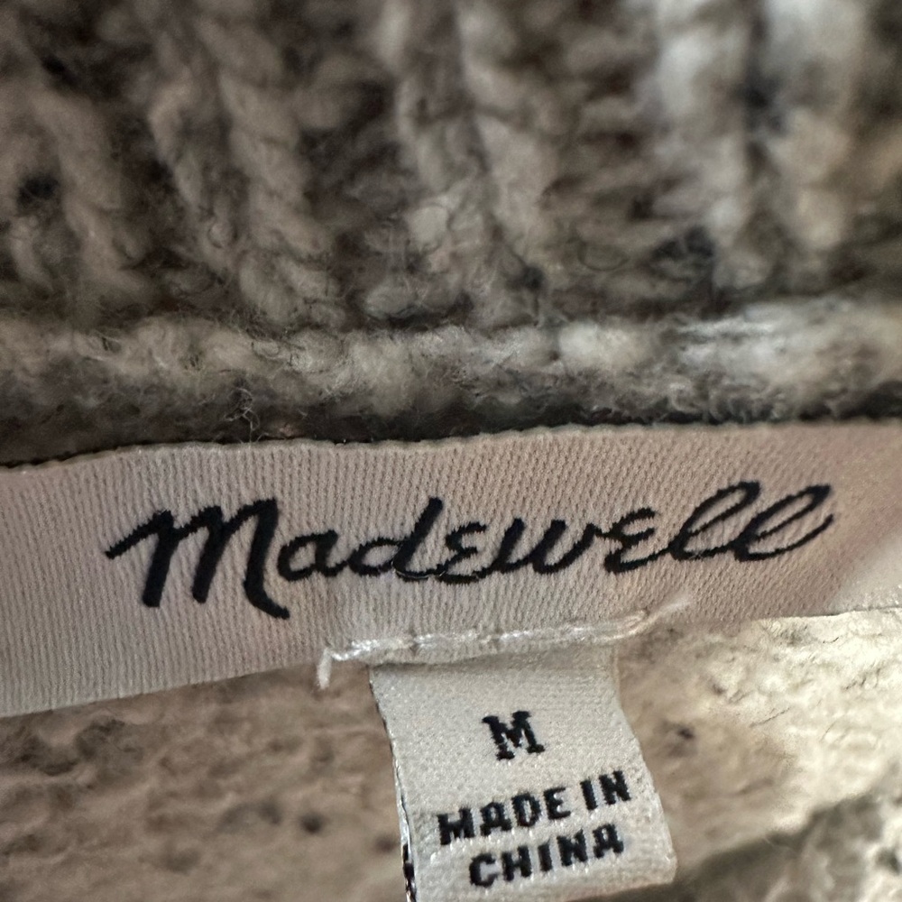 Madewell Sweater Dress Gray Wool Blend Button Back Knit Long Sleeve Women’s M - Picture 4 of 7
